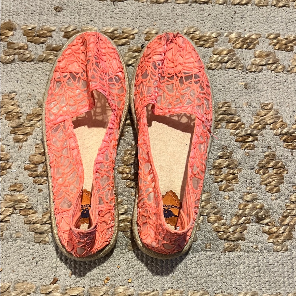 Coral Lace Espadrille Flats